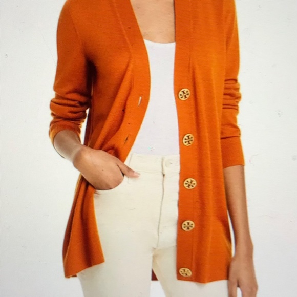 Tory Burch 100% Merino Wool Simone Cardigan Medium - Picture 3 of 8